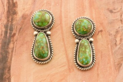 Genuine Sonoran Turquoise Sterling Silver Native American Earrings